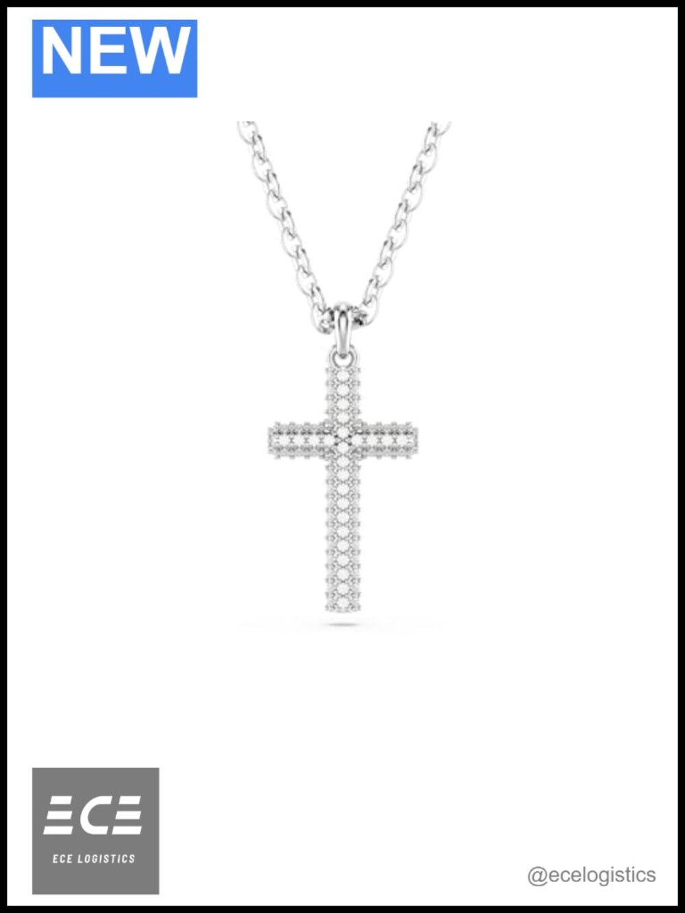 Swarovski Insigne Pavé Cross Pendant Necklace Rhodium Finished